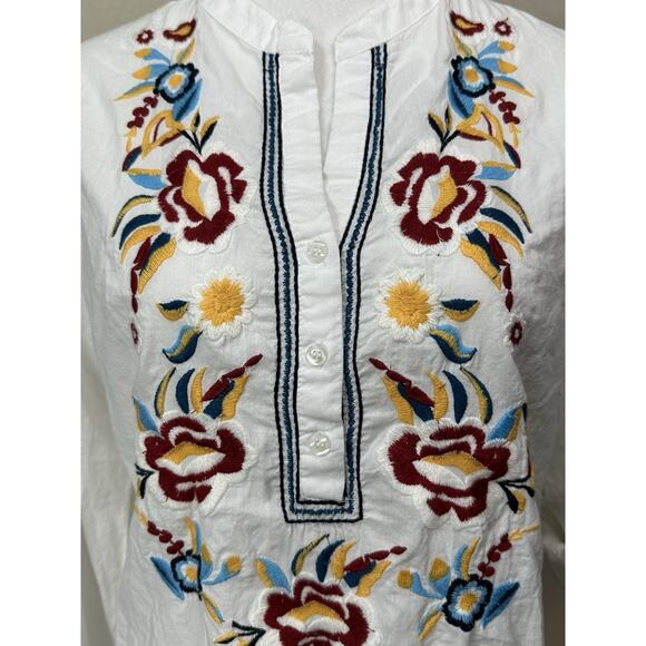 Magazine Women’s Embroidered Tunic Top Size Small Floral Boho Cottage Peasant - Picture 3 of 12